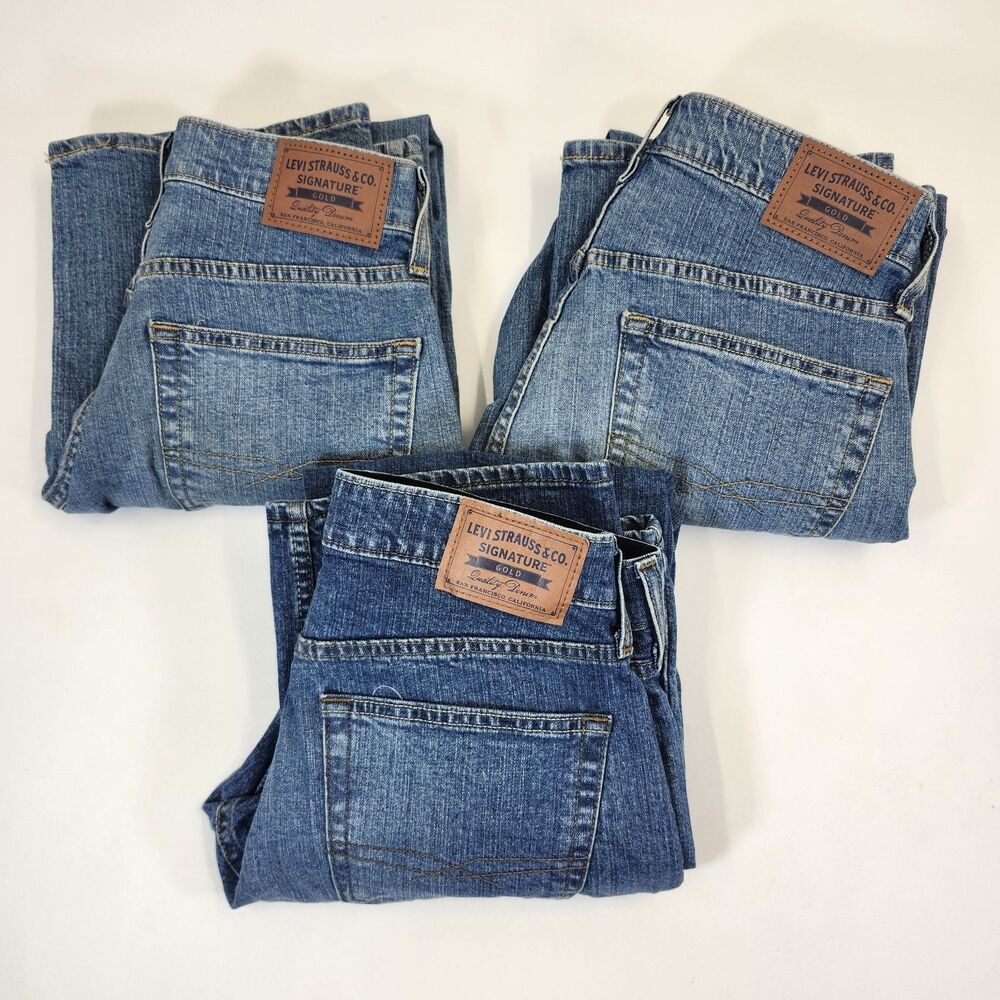 3 Levi Strauss Signature Gold Jeans Mens 30x30 Relaxed Fit Comfort Flex Lot
